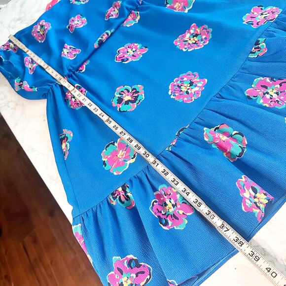 Lilly Pulitzer Sleeveless Blue Pink Floral Blouson Dress Women’s Size Large‎ - Picture 8 of 11